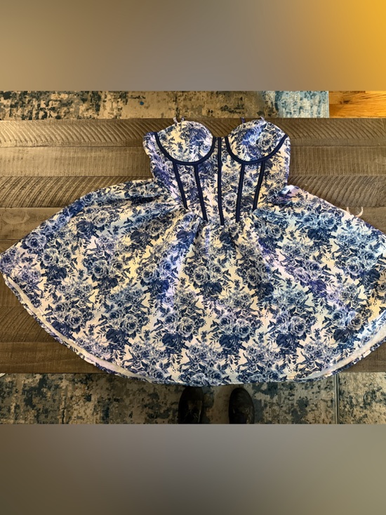SHEIN Dresses & Skirts - SHEIN Blue and White Floral Fit-and-Flare Mini Dress